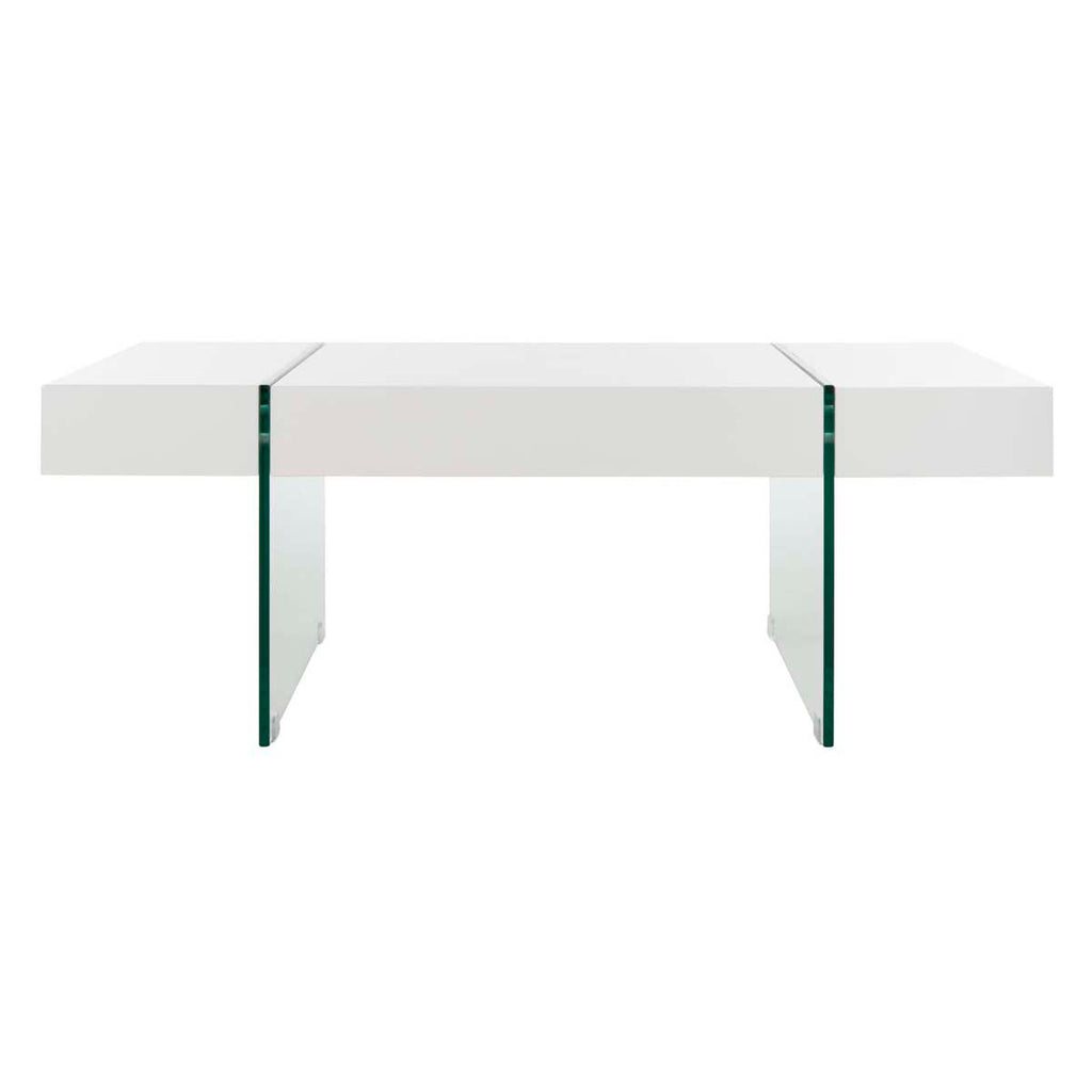 Jacob Rectangular Glass Leg Modern Coffee Table | Safavieh - COF7001 -  White/Glass Legs