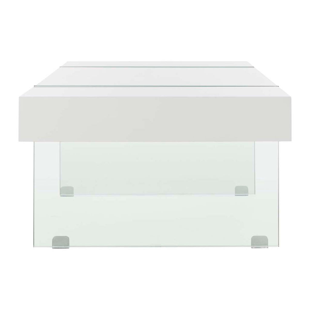 Jacob Rectangular Glass Leg Modern Coffee Table | Safavieh - COF7001 -  White/Glass Legs