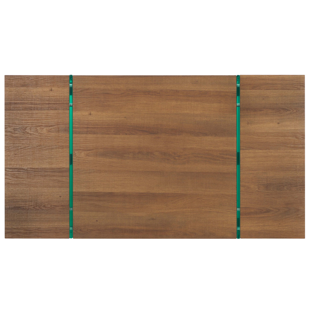 Safavieh Jacob Rectangular Glass Leg Modern Coffee Table - Natural Brown Top / Clear Glass Legs