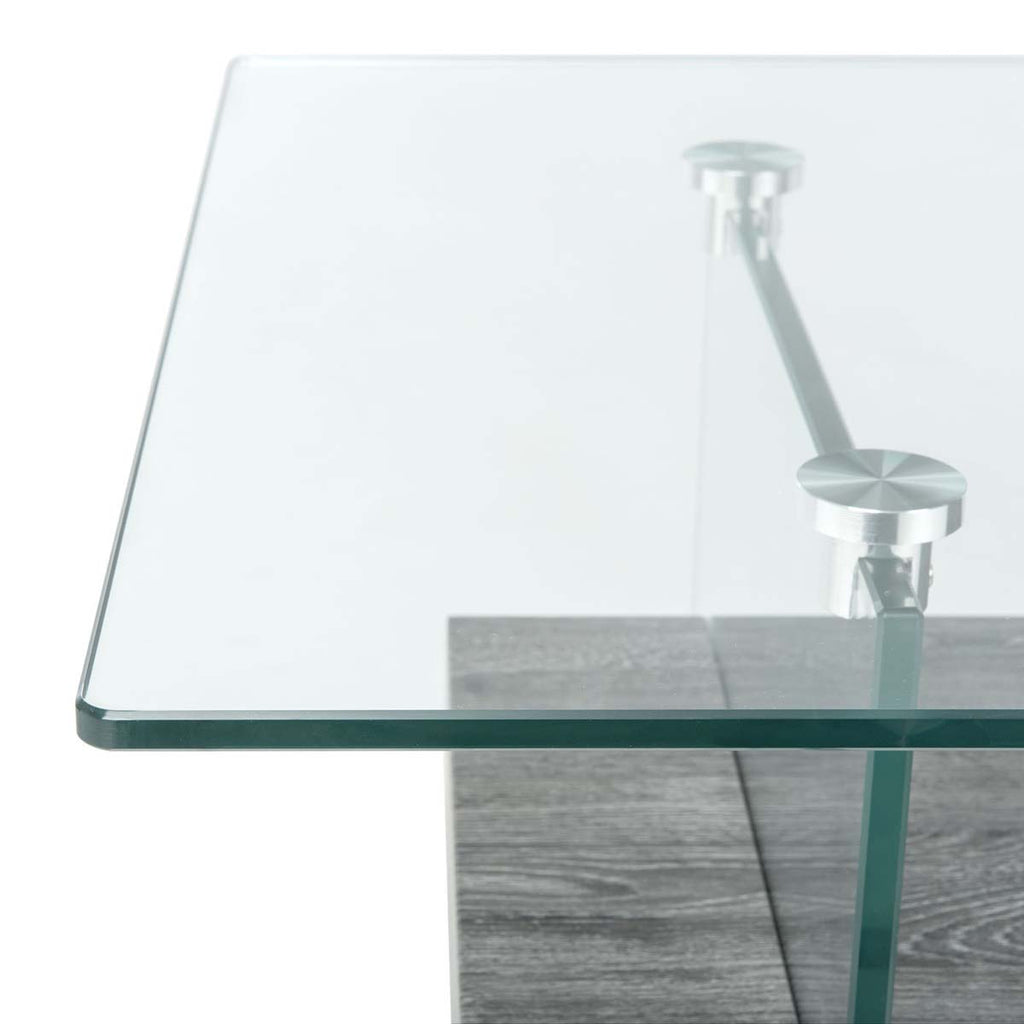 Safavieh Kayley Glass Coffee Table - Glass/Black Oak Wood Shelf