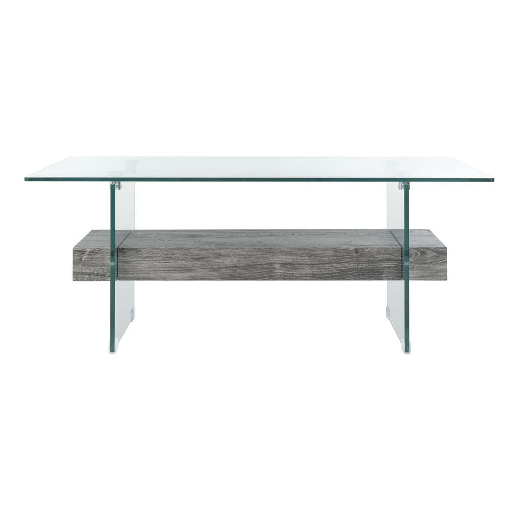 Safavieh Kayley Glass Coffee Table - Glass/Black Oak Wood Shelf