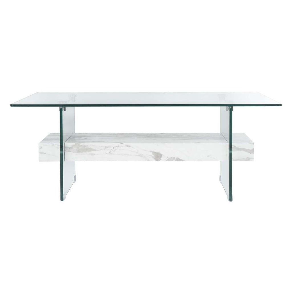 Safavieh Kayley Glass Coffee Table - Glass/Faux White Marble