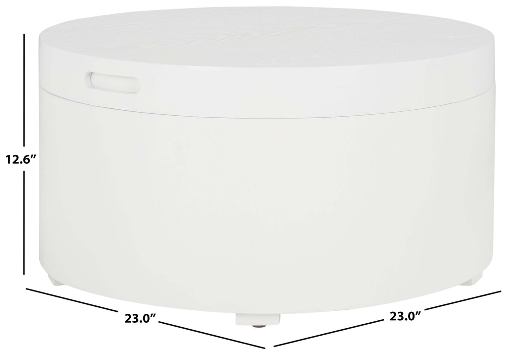 Safavieh Rafaela Round Tray Top Coffee Table With Storage - White