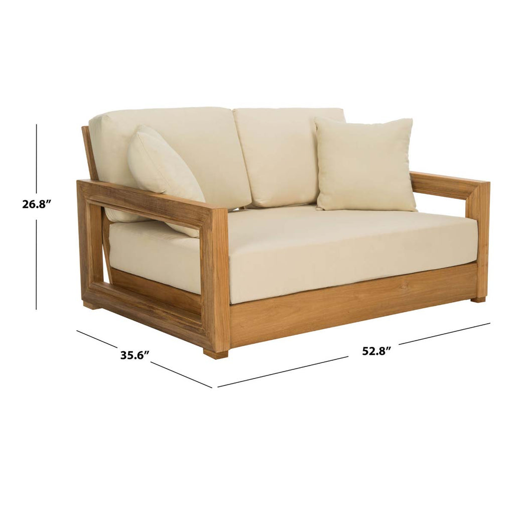 Safavieh Couture Montford Teak 2-Seat Liveseat - Teak/Beige