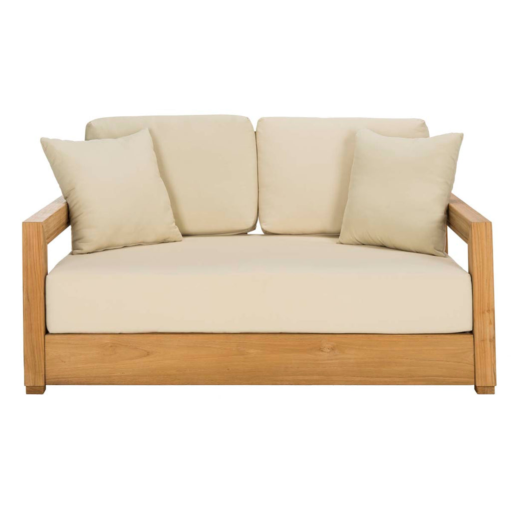 Safavieh Couture Montford Teak 2-Seat Liveseat - Teak/Beige