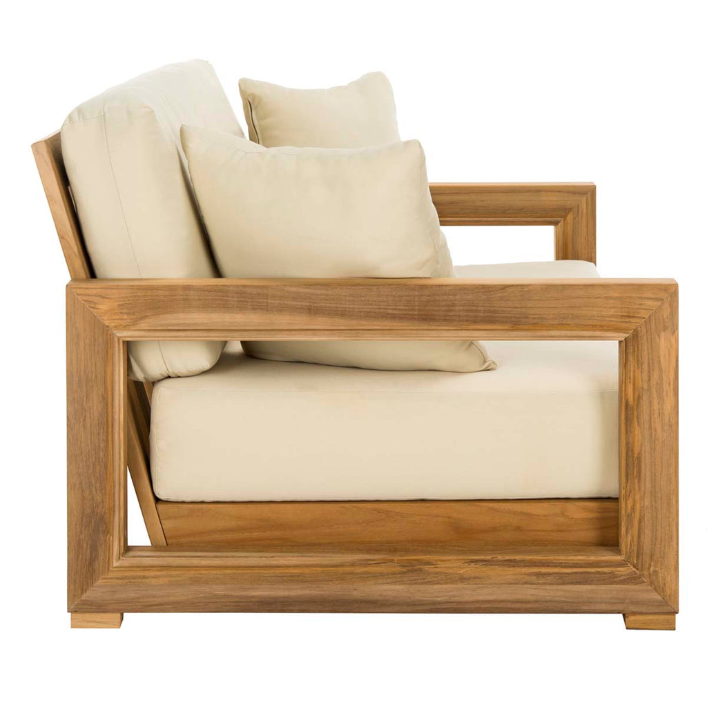 Safavieh Couture Montford Teak 2-Seat Liveseat - Teak/Beige