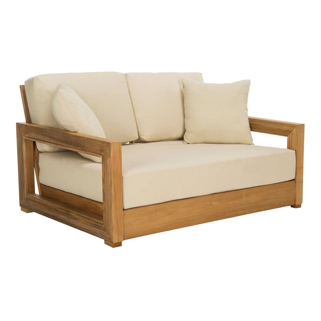 Safavieh Couture Montford Teak 2-Seat Liveseat - Teak/Beige