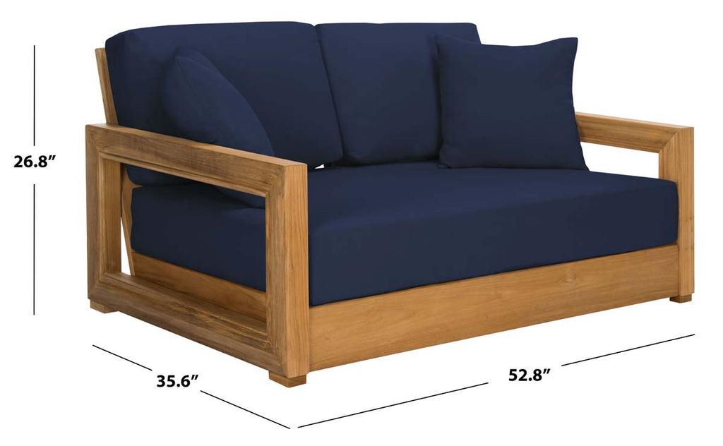 Safavieh Couture Montford Teak 2-Seat Bench Pillow Casing - Navy