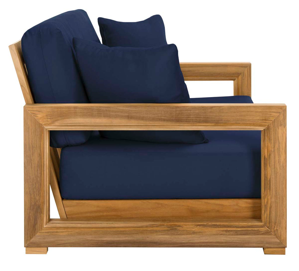 Safavieh Couture Montford Teak 2-Seat Bench Pillow Casing - Navy