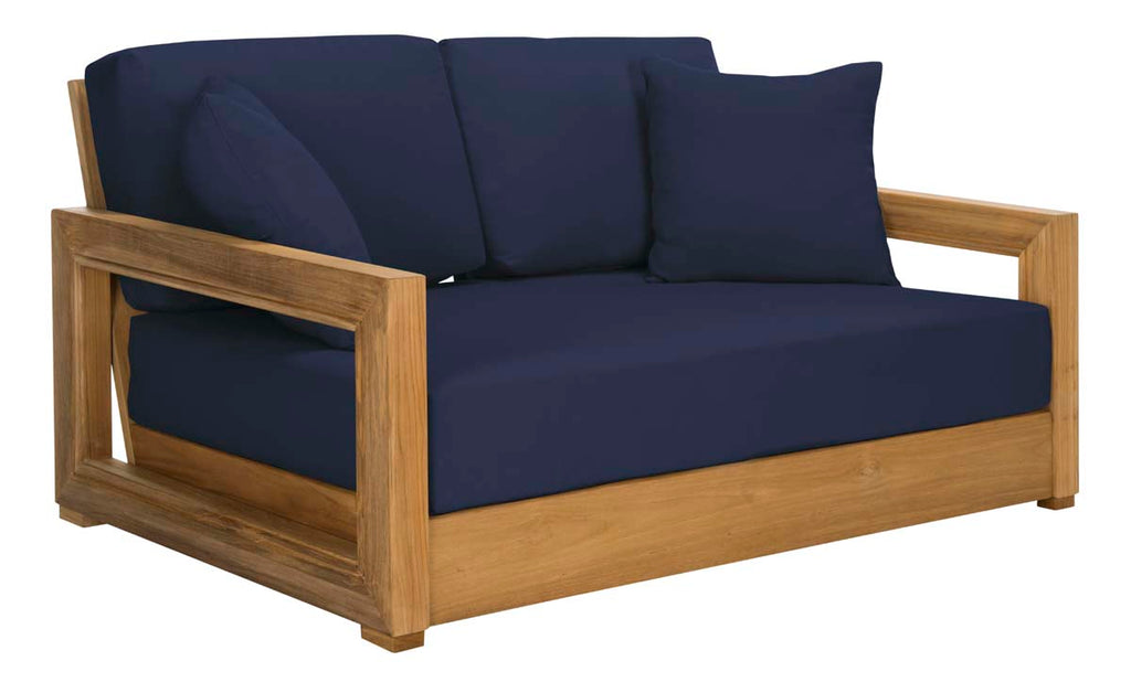 Safavieh Couture Montford Teak 2-Seat Bench Pillow Casing - Navy