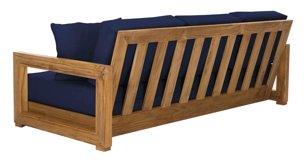 Safavieh Couture Montford Teak 3-Seat Bench Pillow Casing - Navy