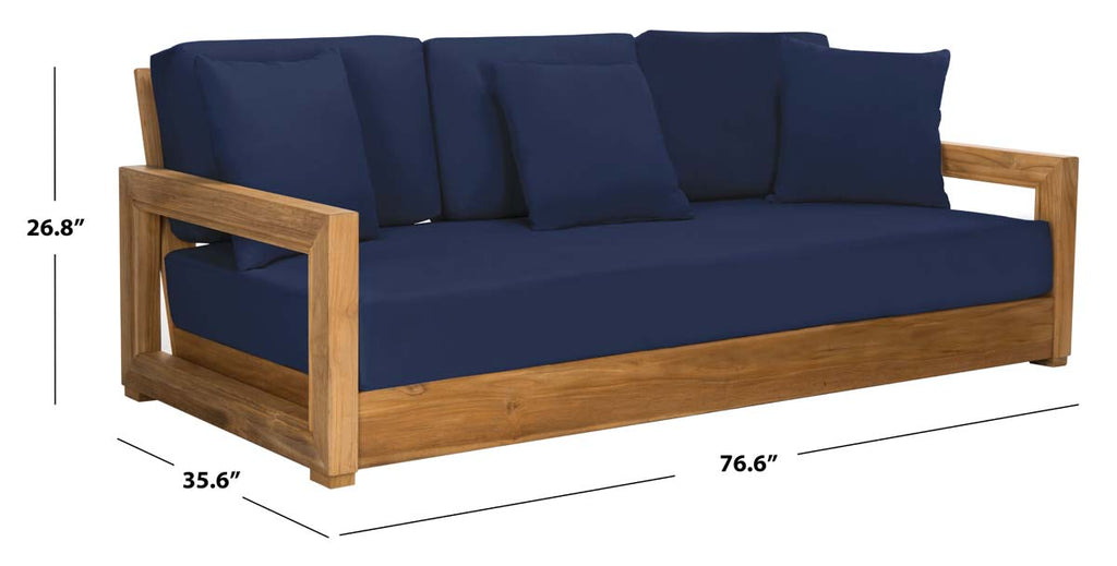 Safavieh Couture Montford Teak 3-Seat Bench Pillow Casing - Navy