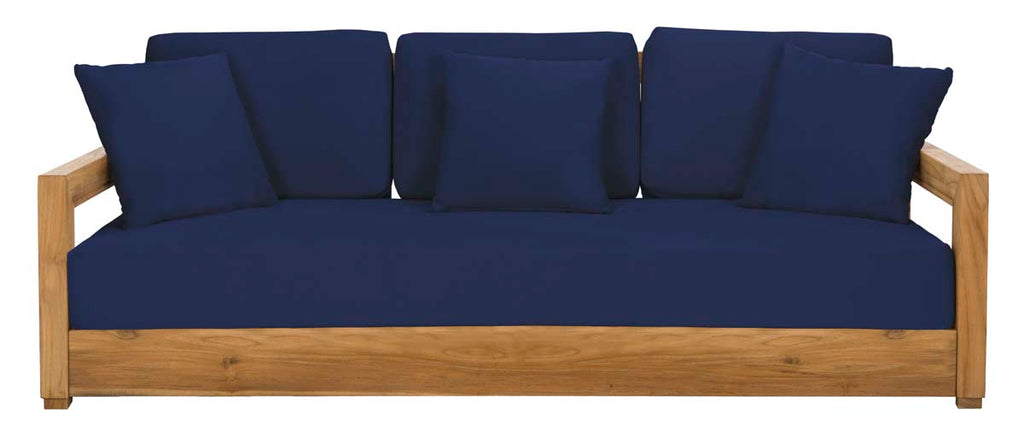 Safavieh Couture Montford Teak 3-Seat Bench Pillow Casing - Navy