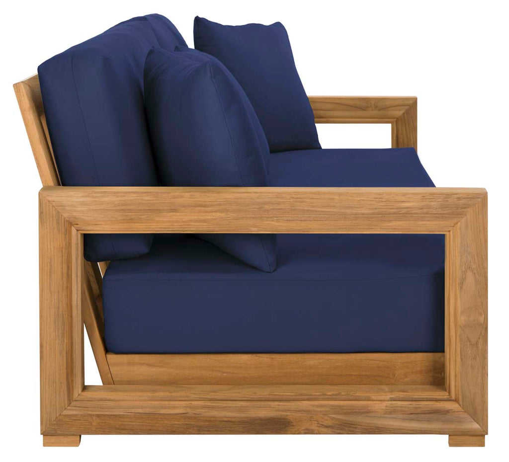 Safavieh Couture Montford Teak 3-Seat Bench Pillow Casing - Navy