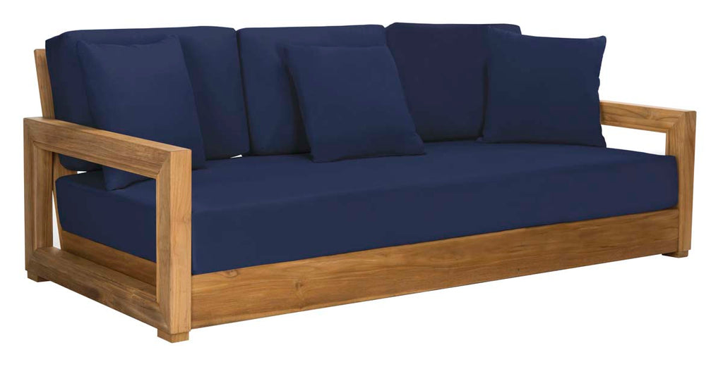 Safavieh Couture Montford Teak 3-Seat Bench Pillow Casing - Navy