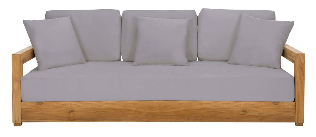 Safavieh Couture Montford Teak 3-Seat Bench Pillow Casing - Grey