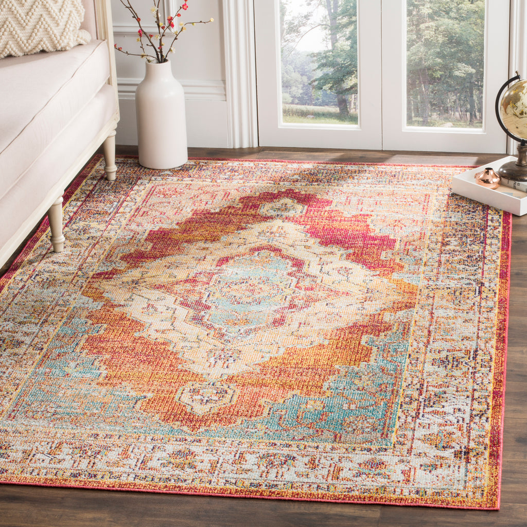 Safavieh Crystal Rug Collection CRS500A - Orange / Light Blue