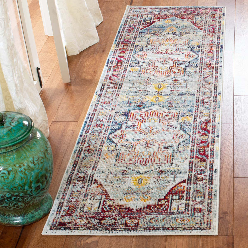 Safavieh Crystal Rug Collection CRS503C - Light Blue / Red