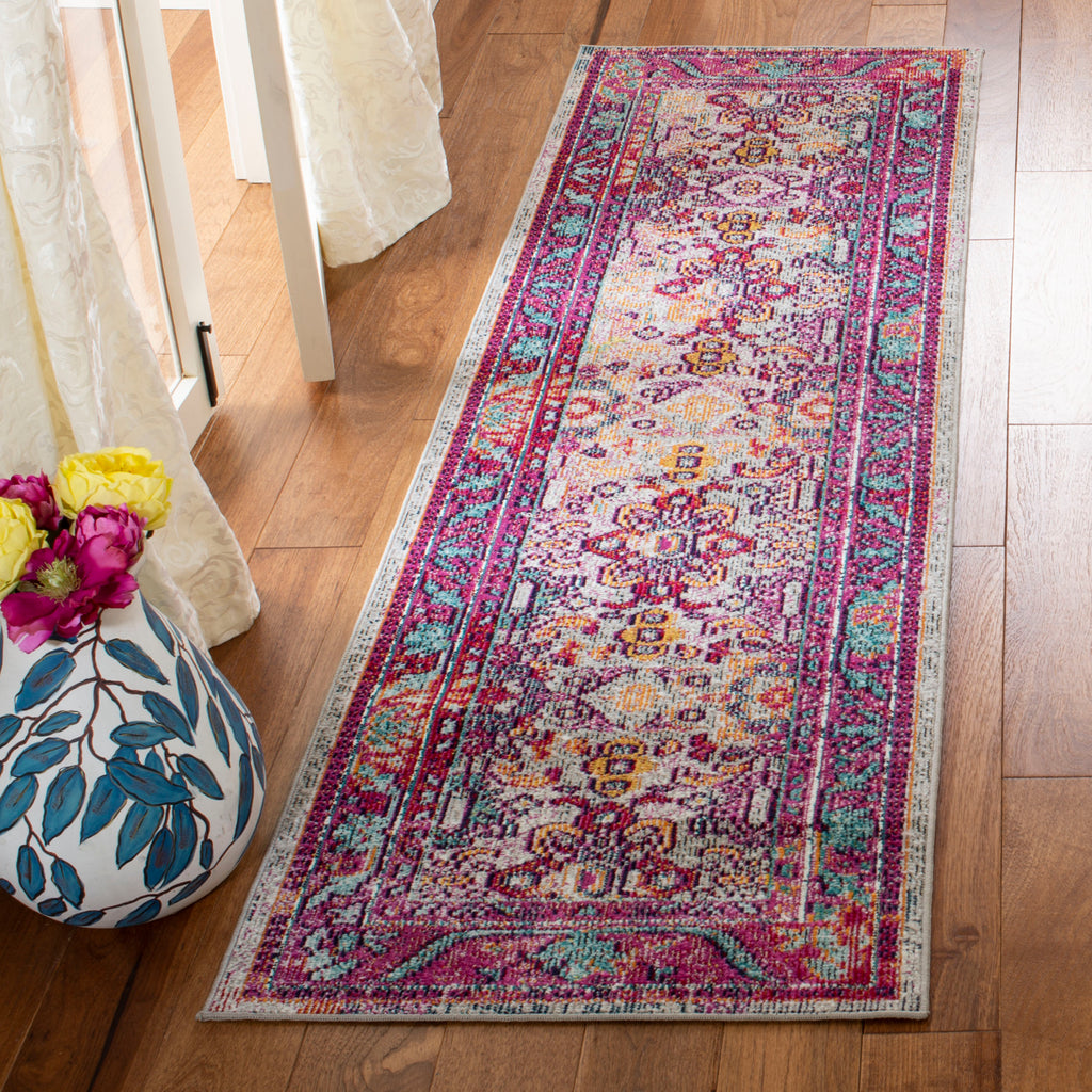 Safavieh Crystal Rug Collection CRS506B - Light Blue / Fuchsia