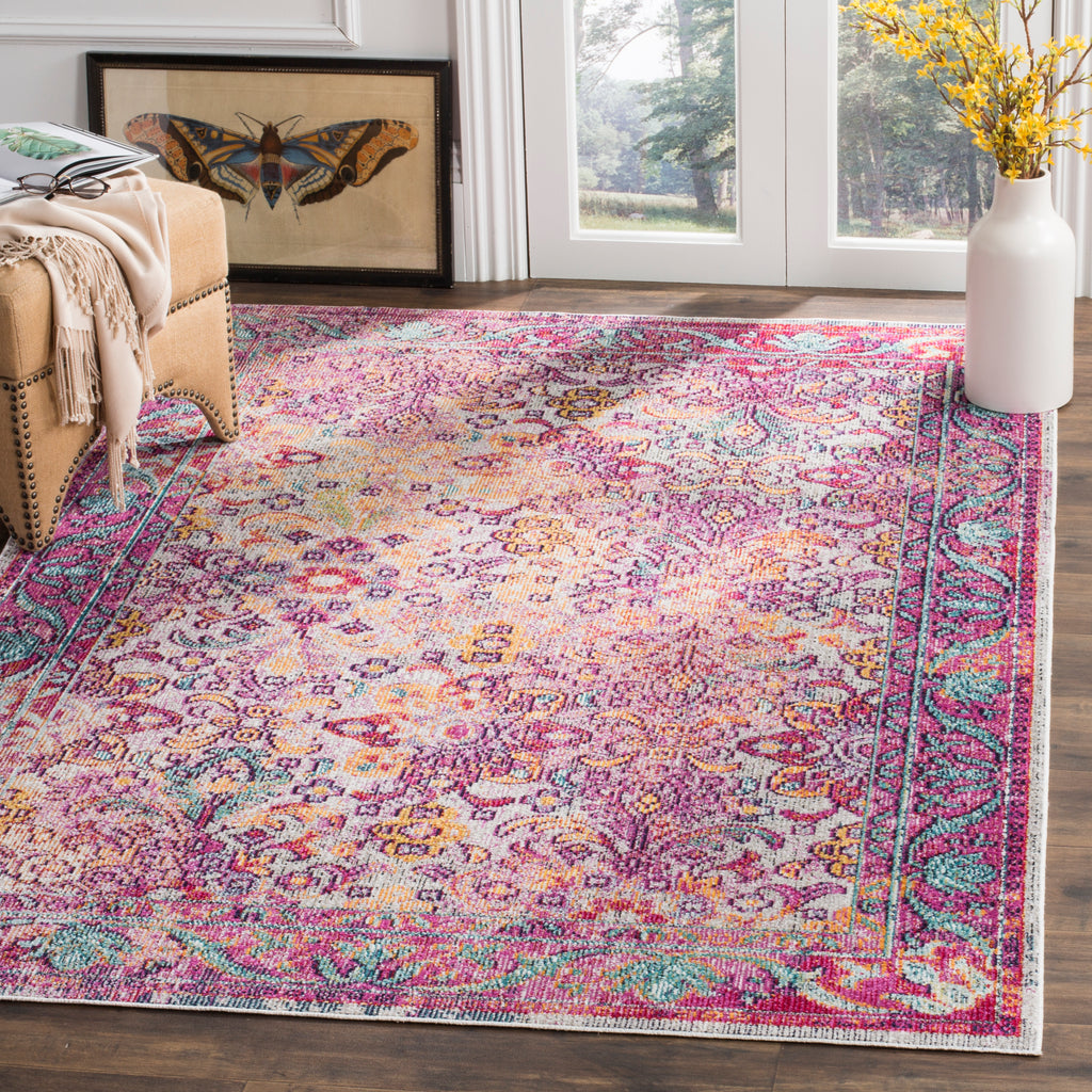 Safavieh Crystal Rug Collection CRS506B - Light Blue / Fuchsia