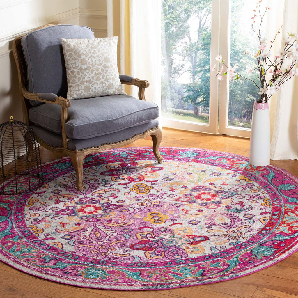 Safavieh Crystal Rug Collection CRS506B - Light Blue / Fuchsia