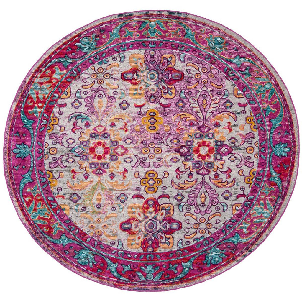 Safavieh Crystal Rug Collection CRS506B - Light Blue / Fuchsia