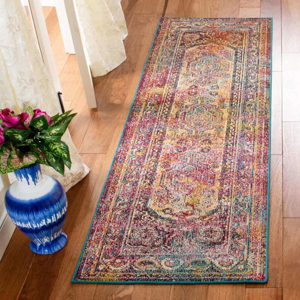 Safavieh Crystal Rug Collection CRS514T - Teal / Rose