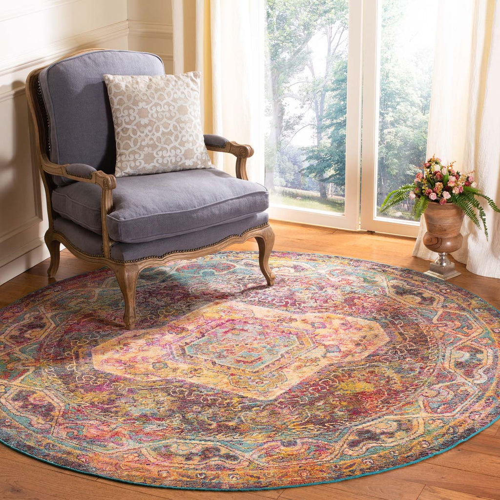 Safavieh Crystal Rug Collection CRS514T - Teal / Rose