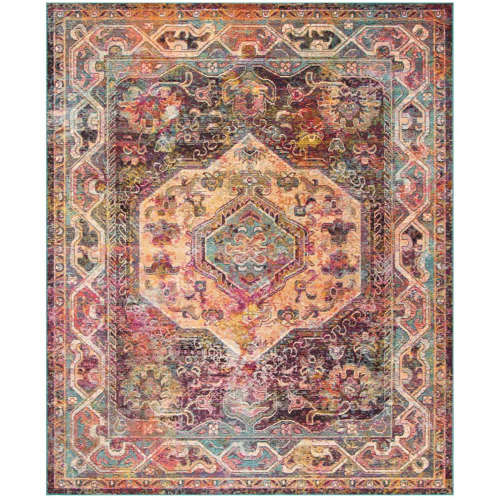 Safavieh Crystal Rug Collection CRS514T - Teal / Rose