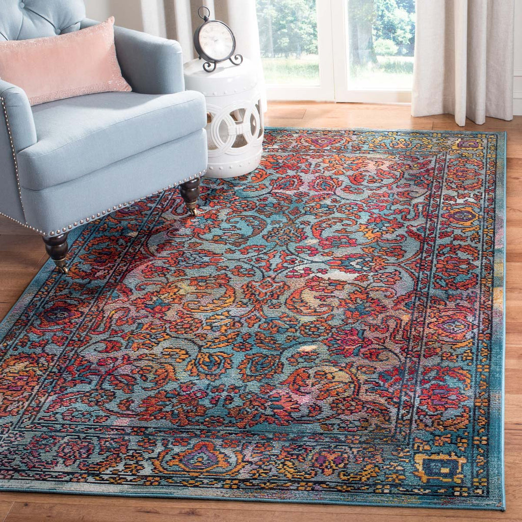 Safavieh Crystal Rug Collection CRS515A - Light Blue / Orange