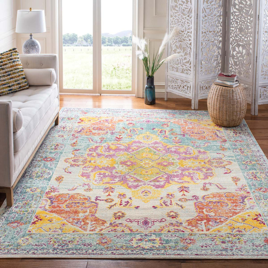 Safavieh Crystal Rug Collection CRS520K - Turquoise / Rust