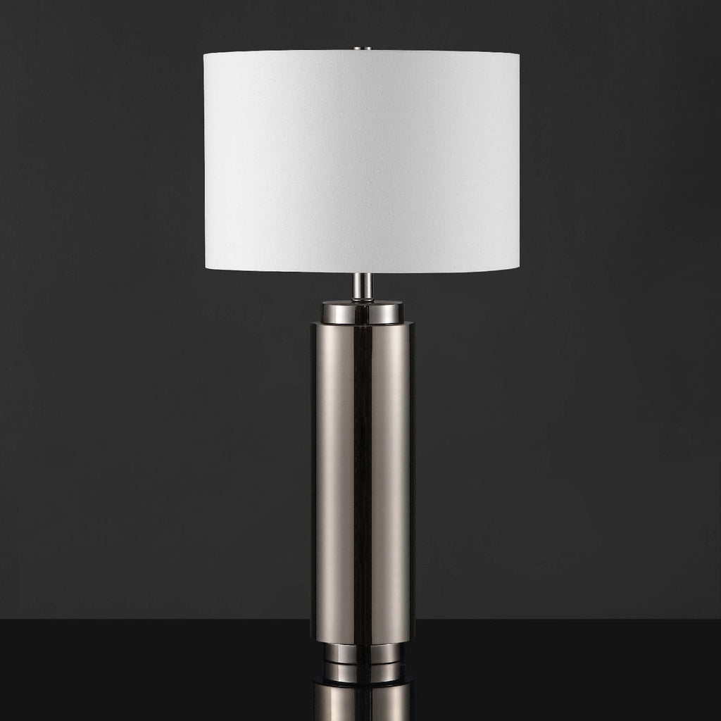 Safavieh Couture Terry Metal Pillar Table Lamp - Nickel / White