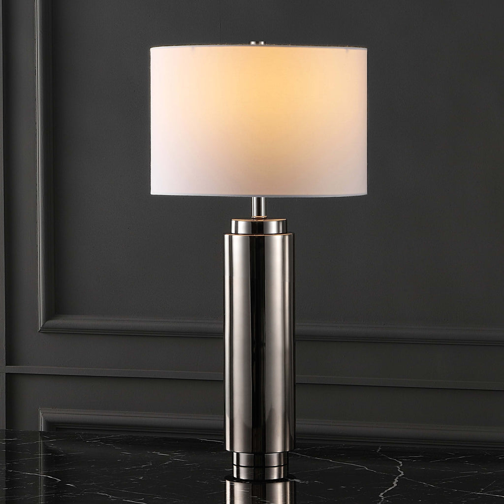 Safavieh Couture Terry Metal Pillar Table Lamp - Nickel / White