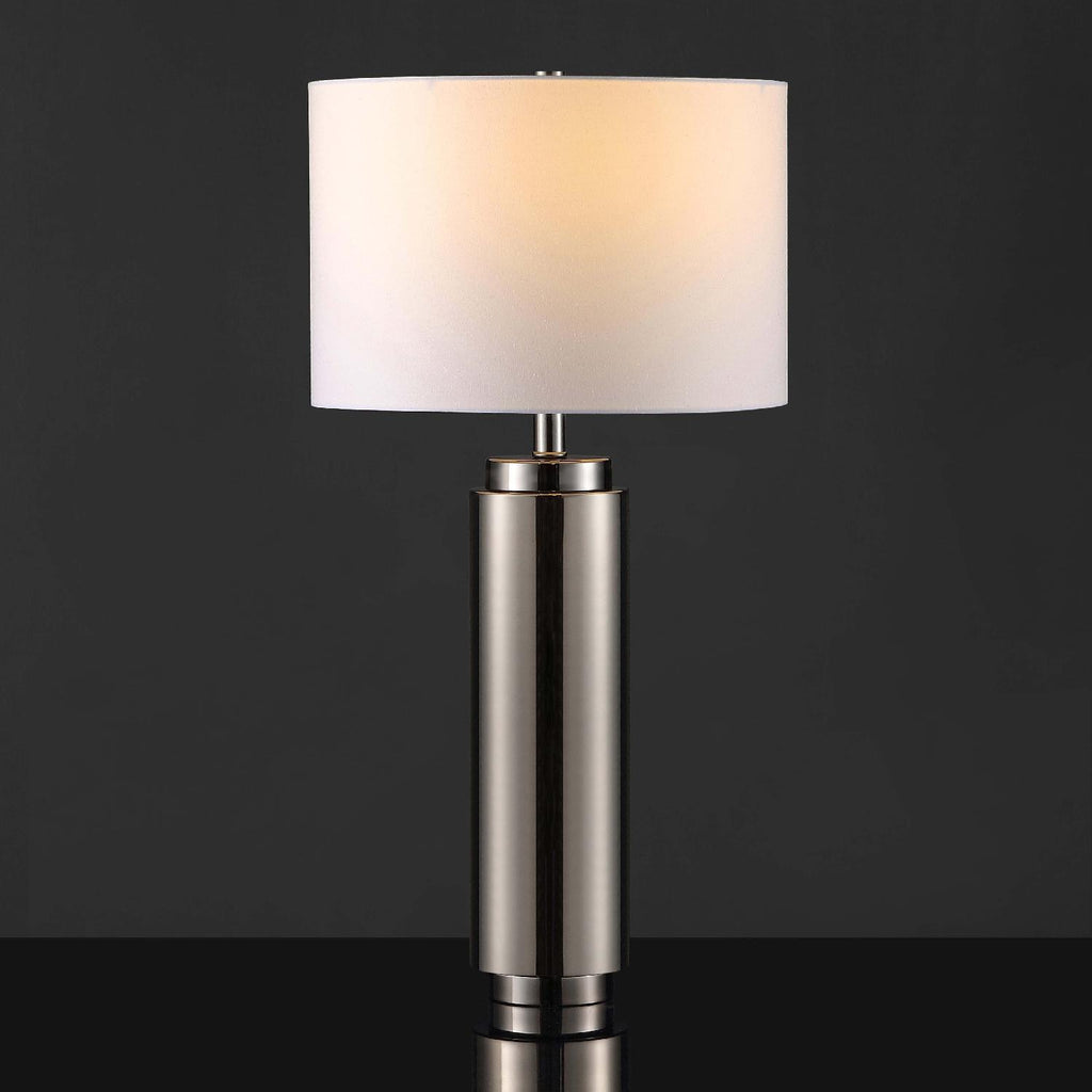 Safavieh Couture Terry Metal Pillar Table Lamp - Nickel / White