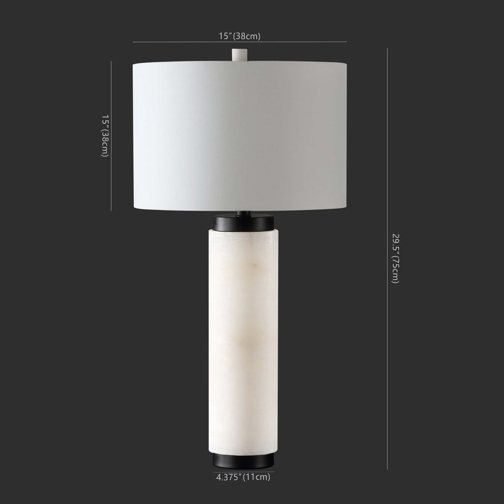 Safavieh Couture Sydni Alabaster Pillar Table Lamp -  White