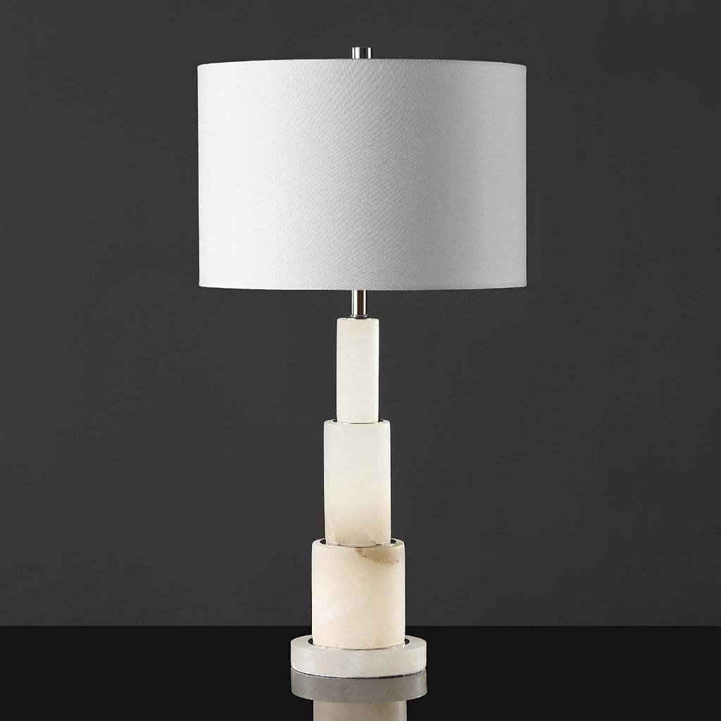 Safavieh Couture Gardiner Alabaster Table Lamp - Nickel / White