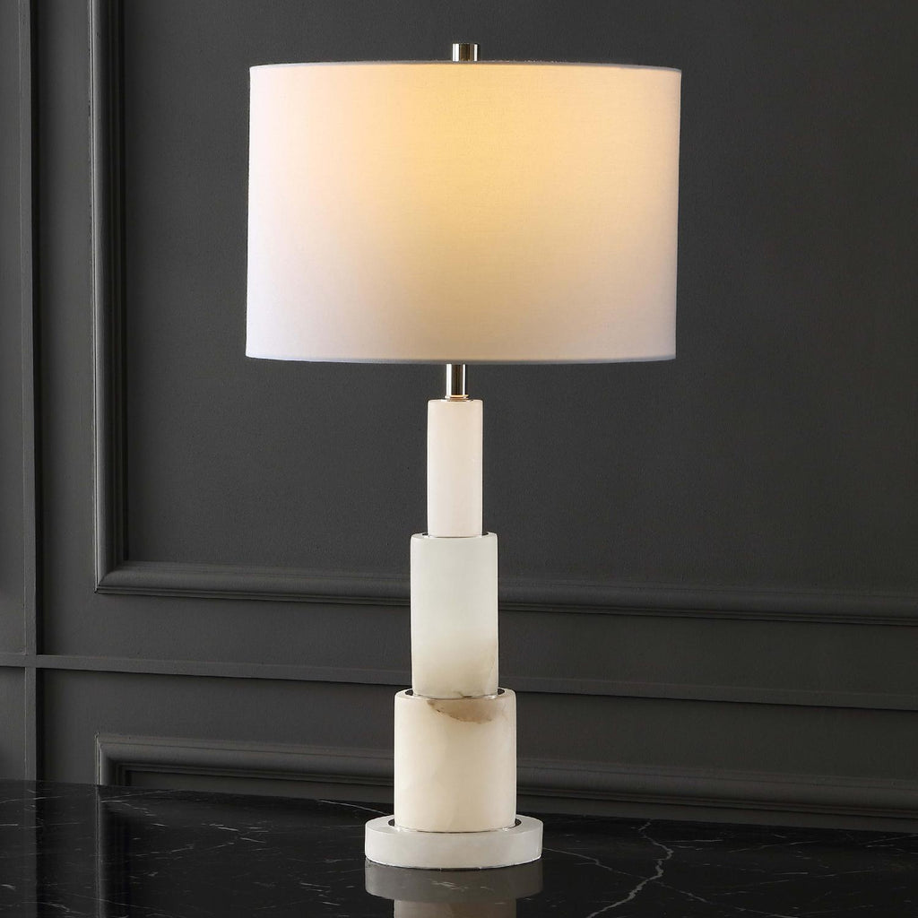 Safavieh Couture Gardiner Alabaster Table Lamp - Nickel / White