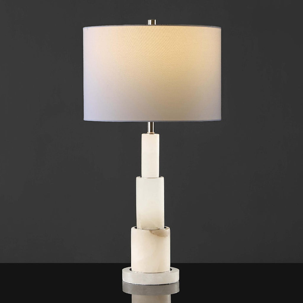 Safavieh Couture Gardiner Alabaster Table Lamp - Nickel / White