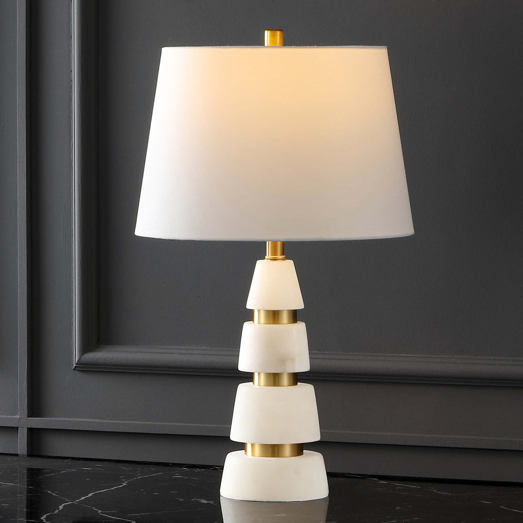 Safavieh Couture Zhang Alabaster Table Lamp -  White / Gold