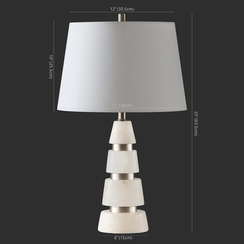 Safavieh Couture Zhang Alabaster Table Lamp -  Nickel / White