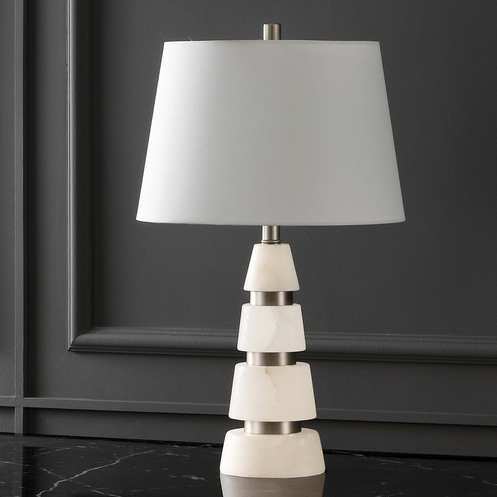 Safavieh Couture Zhang Alabaster Table Lamp -  Nickel / White