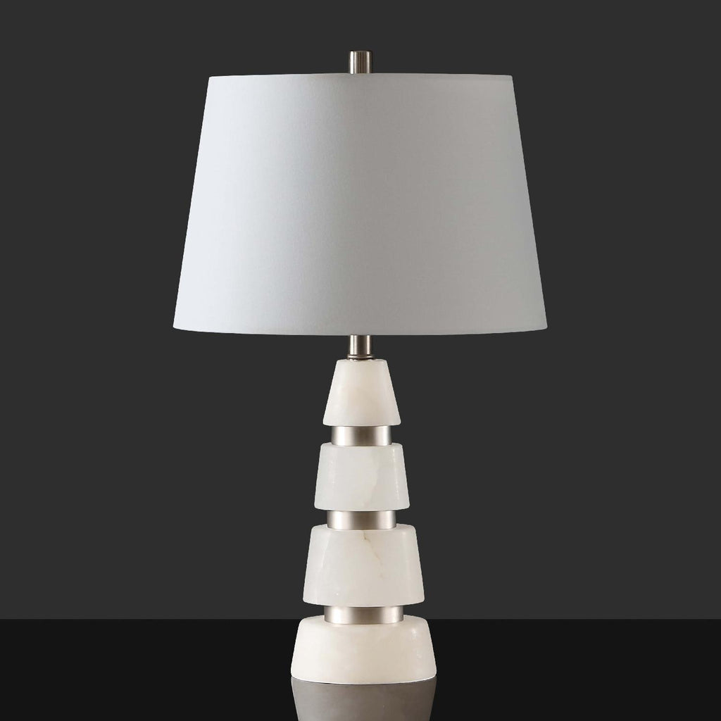 Safavieh Couture Zhang Alabaster Table Lamp -  Nickel / White