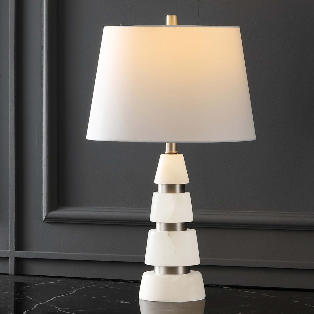 Safavieh Couture Zhang Alabaster Table Lamp -  Nickel / White