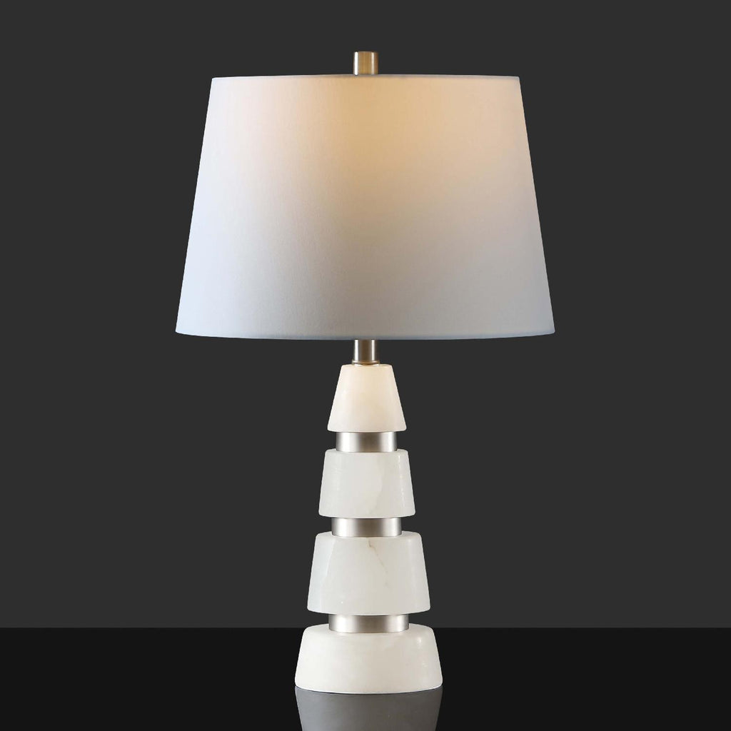 Safavieh Couture Zhang Alabaster Table Lamp -  Nickel / White