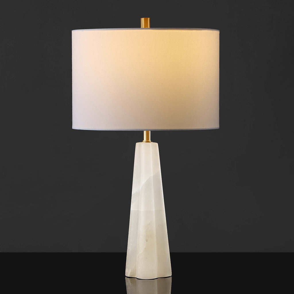 Safavieh Couture Aaron Alabaster Table Lamp - White / Gold