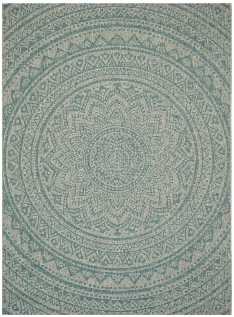 Safavieh Courtyard Rug Collection CY8734-37112 - Light Grey / Aqua