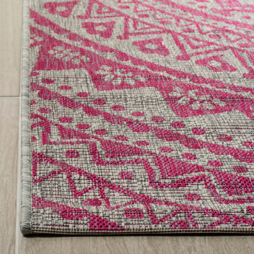 Contemporary Area Rug, CY8734-39712, 90 X 150 cm in Light Grey / Fuchsia