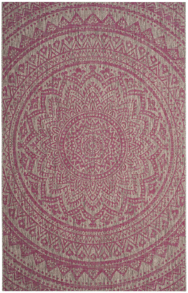 Contemporary Accent Rug, CY8734-39712, 60 X 109 cm in Light Grey / Fuchsia