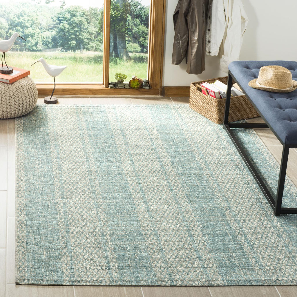 Contemporary Accent Rug, CY8736-37112, 60 X 109 cm in Light Grey / Aqua