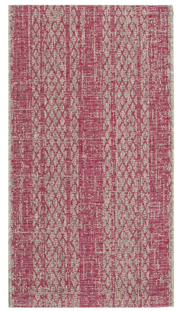 Contemporary Accent Rug, CY8736-39712, 60 X 109 cm in Light Grey / Fuchsia